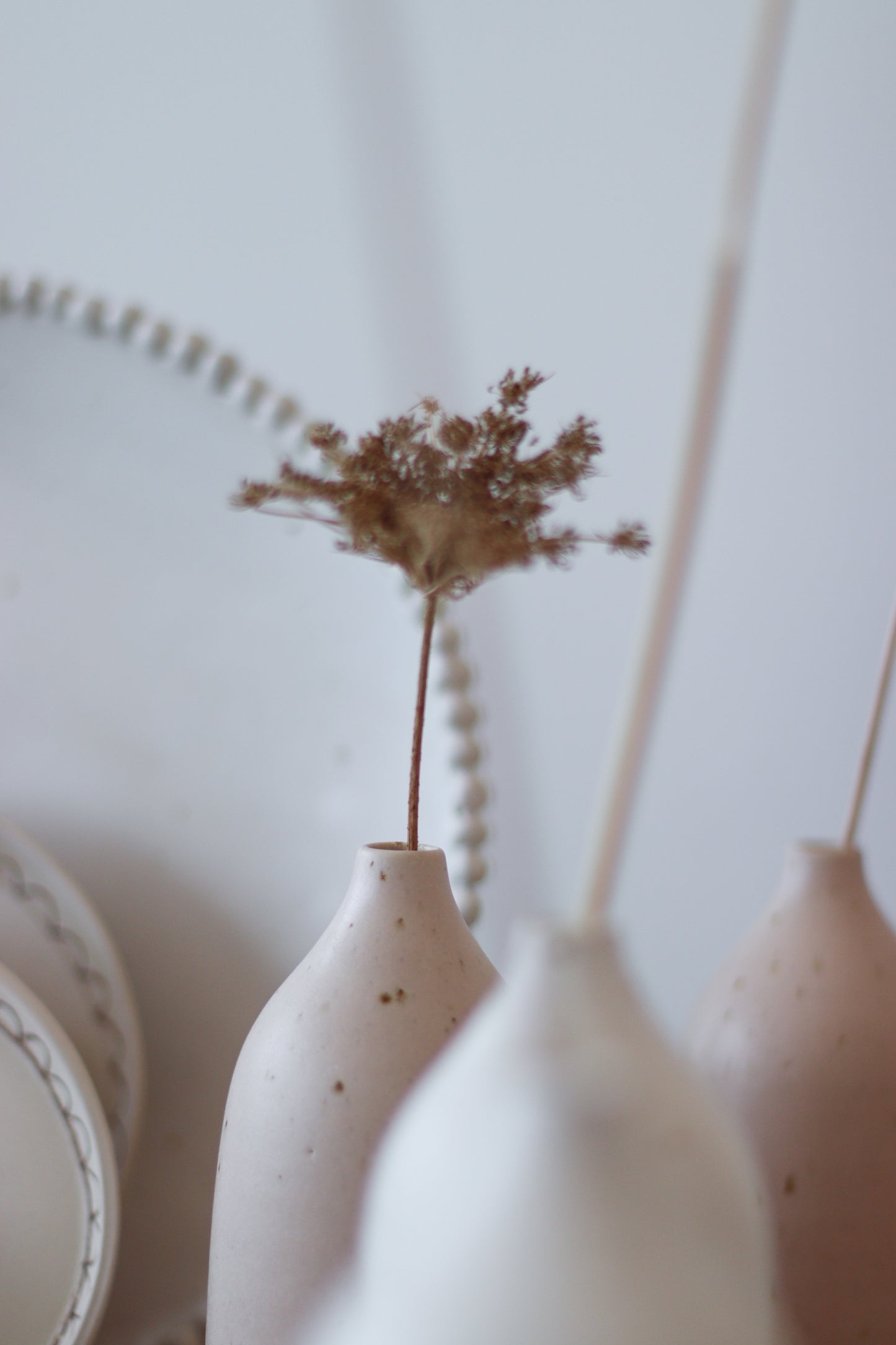 Tall bud vase - freckled clay