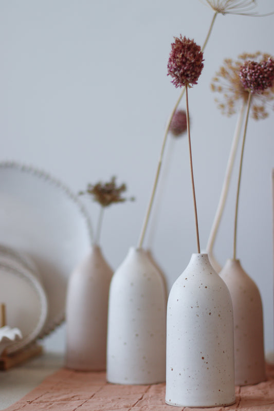 Tall bud vase - freckled clay